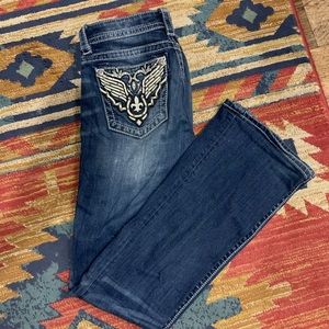 Miss Me mid rise boot regular 28 white bling jeans